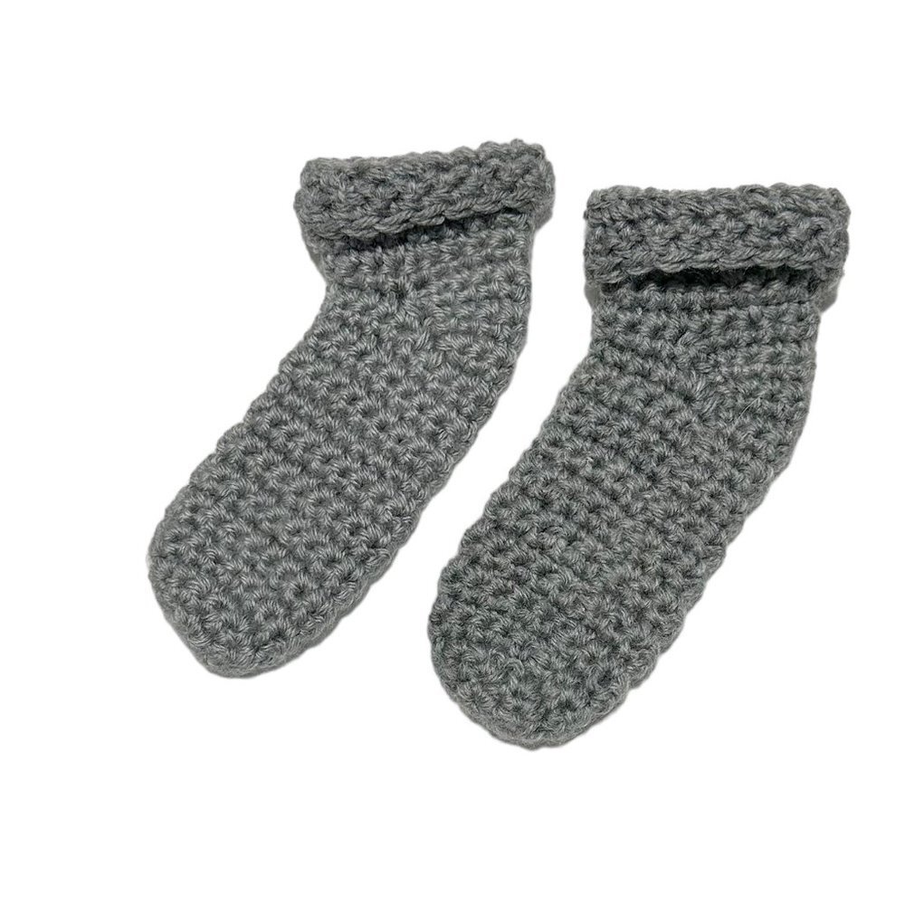 NEW Handmade Knit Toddler Ankle Slipper Socks Grey